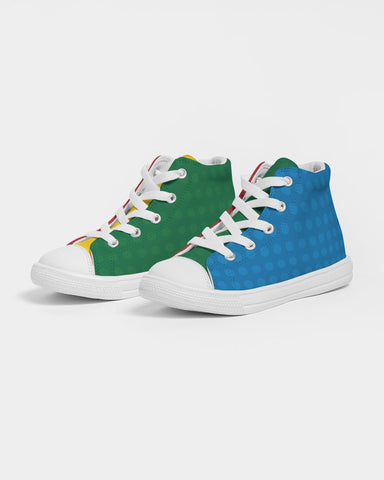 Primary color dots prints Kids Hightop Shoes