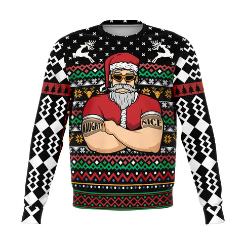 Naughty Nice Fit Santa Funny Ugly Christmas Sweater