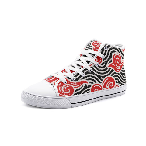 Unisex Japanese Red Clouds Pattern High Top Shoes