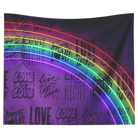 Love Wins Rainbow - Backdrop Wall Tapestry