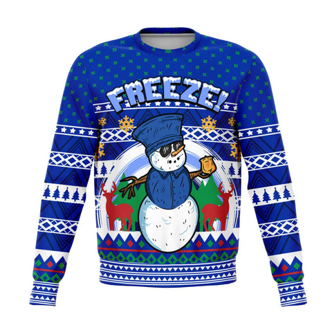 Freeze! Cop, Police Funny Unisex Ugly Christmas Sweater