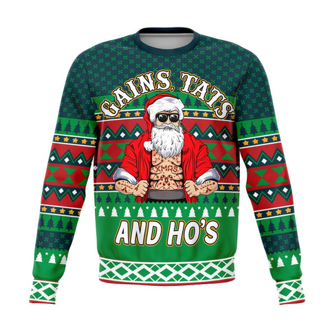 Gains Tats & Ho's Funny Unisex Ugly Christmas Sweater