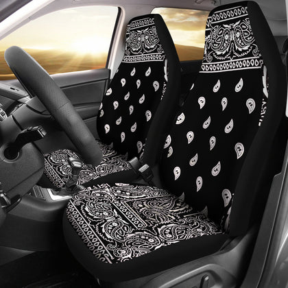 Black Paisley Bandana Car Seat Covers Set Of 2