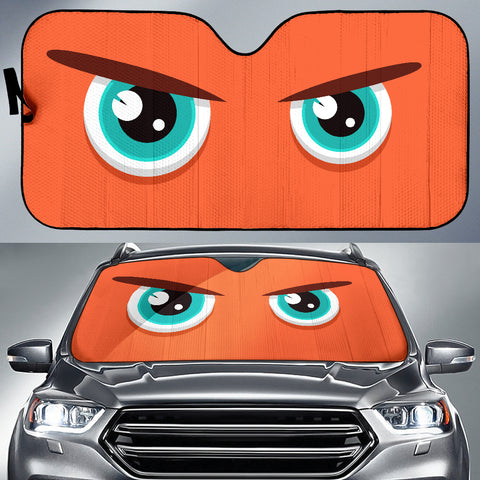Orange Cartoon Eyes Car Sunshade