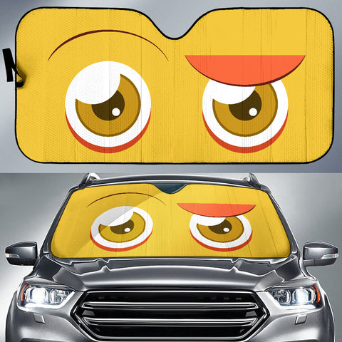 Yellow Cartoon Eyes Car Sunshade