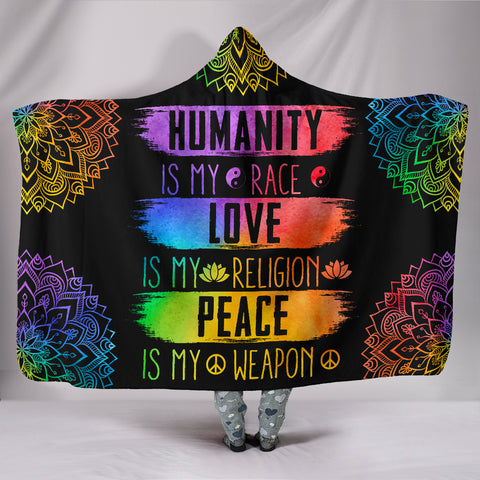 Humanity, Love, Peace Hooded Blanket