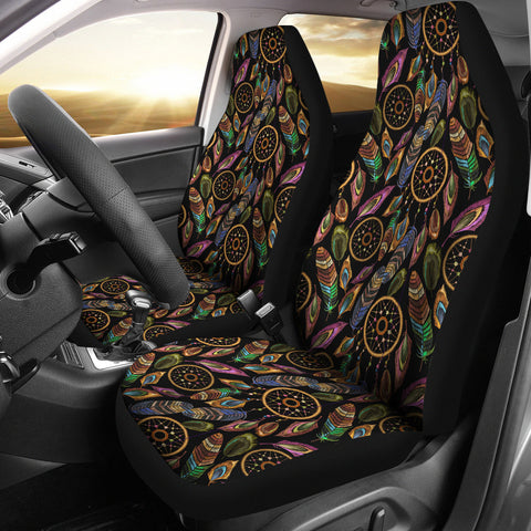 Boho Tribal Dream Catcher Feathers Car Seat Covers Set Of 2