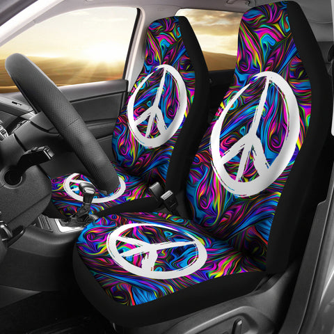Peace Multicolor Car Seat Covers Set Of 2